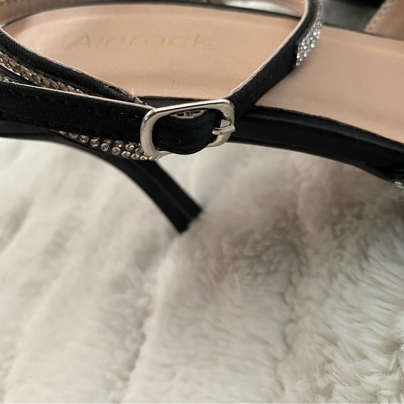 Nwob Rhinestone Bow Pointy Toe Satin Heels Black Silver Size 10 - Picture 12 of 16